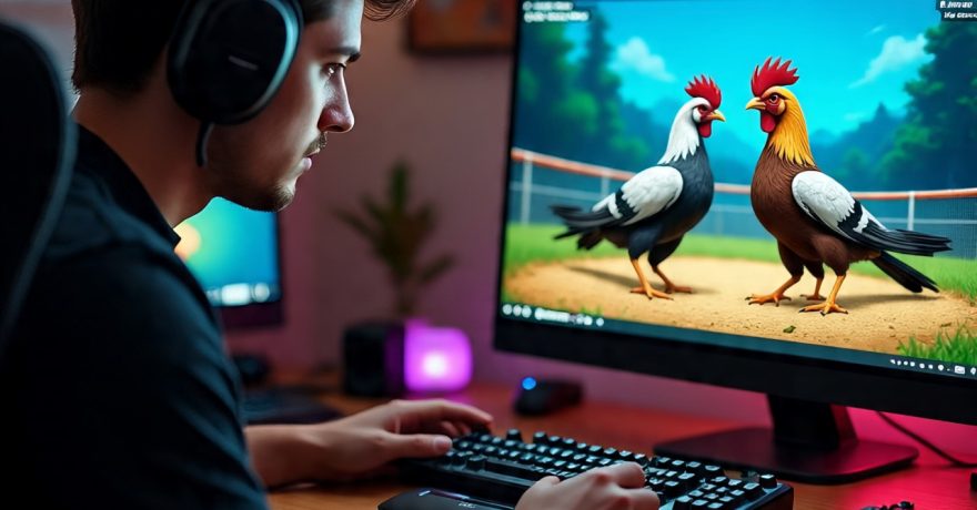 buatkan gambar dengan tema Strategi Dasar Bermain Sabung Ayam Online untuk Pengalaman Lebih Aman